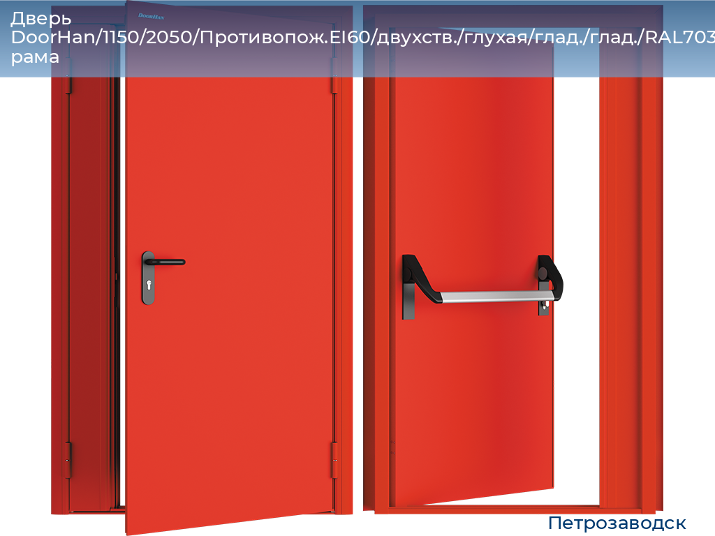 Дверь DoorHan/1150/2050/Противопож.EI60/двухств./глухая/глад./глад./RAL7035/прав./угл. рама, petrozavodsk.doorhan.ru