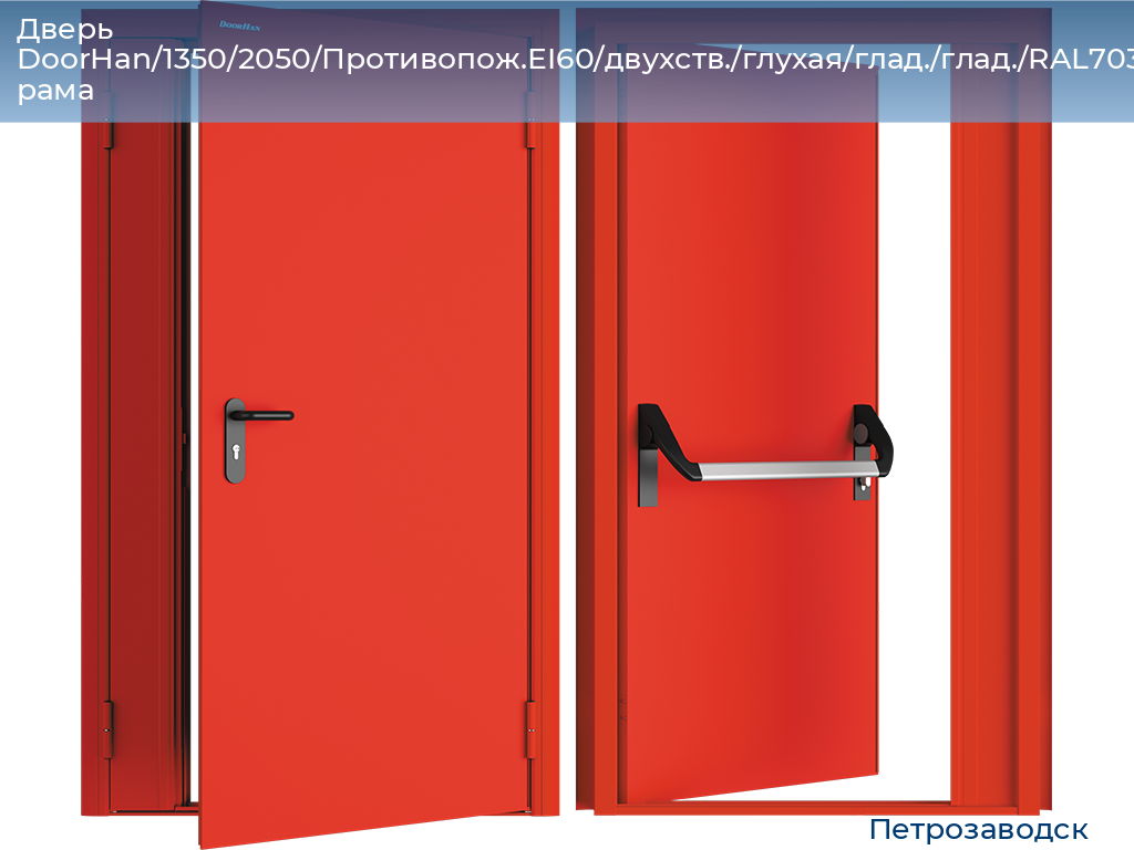 Дверь DoorHan/1350/2050/Противопож.EI60/двухств./глухая/глад./глад./RAL7035/лев./угл. рама, petrozavodsk.doorhan.ru