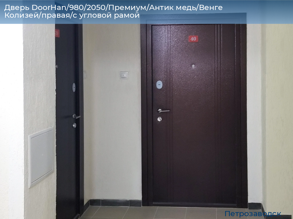 Дверь DoorHan/980/2050/Премиум/Антик медь/Венге Колизей/правая/с угловой рамой, petrozavodsk.doorhan.ru